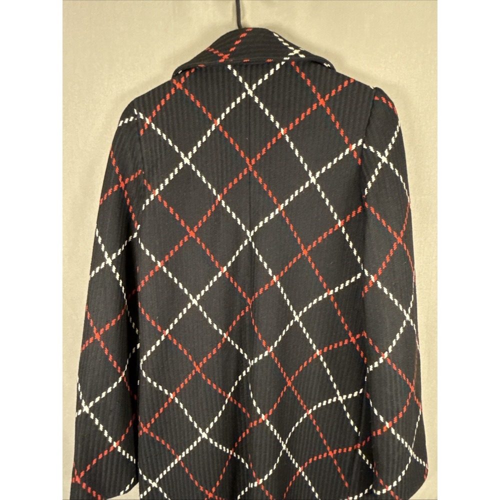 Vintage Lord & Taylor Identity Black Red White Diamond Wool Blend Coat Luxury 6 - Picture 14 of 16